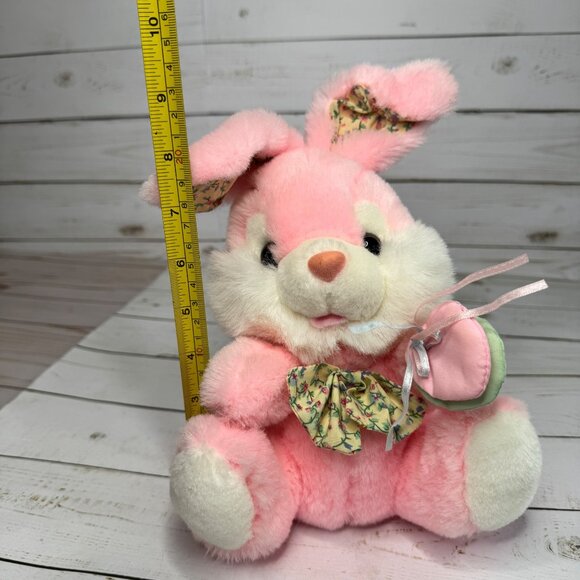 Vtg 1995 Fordlet International Pink Bunny Rabbit Plush 10" Stuffed Animal w/ Bow - Picture 7 of 10